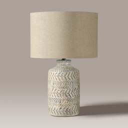 Atouk Textured Natural and Black Stoneware Table Lamp - Home Accessories - The Cotswold Company