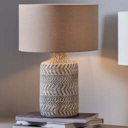 Atouk Textured Natural and Black Stoneware Table Lamp - Home Accessories - The Cotswold Company - thumbnail 4