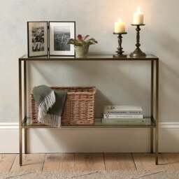 Foxcote Brushed Bronze Console Table - The Cotswold Company - thumbnail 1
