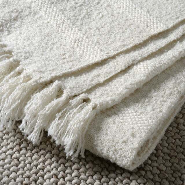 Textured Hand Woven Throw Ivory - Home Accessories - The Cotswold Company - image 1