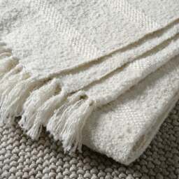 Textured Hand Woven Throw Ivory - Home Accessories - The Cotswold Company