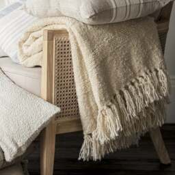Textured Hand Woven Throw Ivory - Home Accessories - The Cotswold Company - thumbnail 2