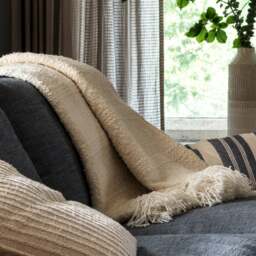 Textured Hand Woven Throw Ivory - Home Accessories - The Cotswold Company - thumbnail 3