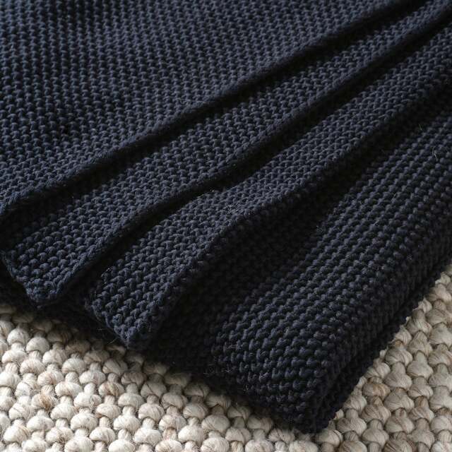 Chunky Knit Throw Navy - Home Accessories - The Cotswold Company - image 1