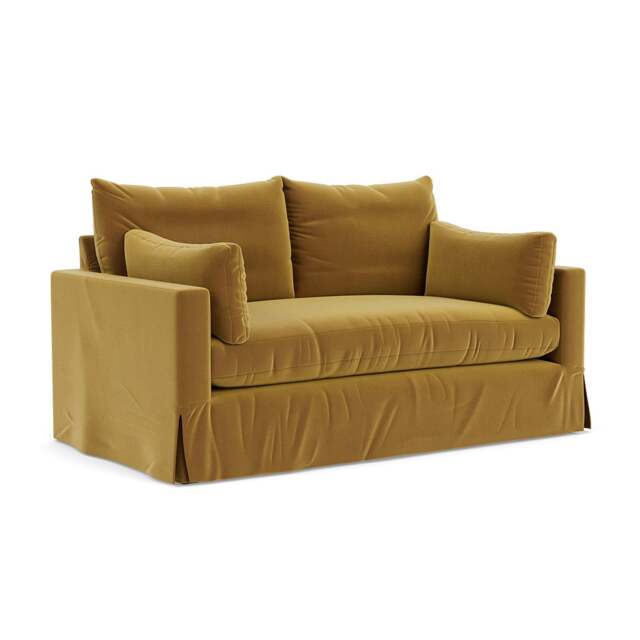 Large 2 Seater Sofa - Mustard - Matt Velvet - Ashton - The Cotswold Company - image 1