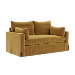Large 2 Seater Sofa - Mustard - Matt Velvet - Ashton - The Cotswold Company - thumbnail 1