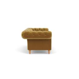3 Seater Sofa - Mustard - Matt Velvet - Harris Chesterfield - The Cotswold Company - thumbnail 3
