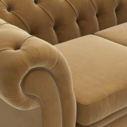 3 Seater Sofa - Mustard - Matt Velvet - Harris Chesterfield - The Cotswold Company - thumbnail 4