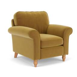 Armchair - Mustard - Matt Velvet - Hurley - The Cotswold Company - thumbnail 1