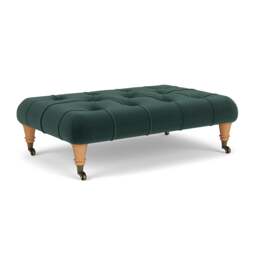 Foot Stool - Lake - Matt Velvet - Amelia Small - The Cotswold Company
