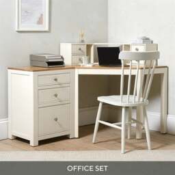 Chalford Warm White Corner Desk with Topper and Filing Cabinet - The Cotswold Company