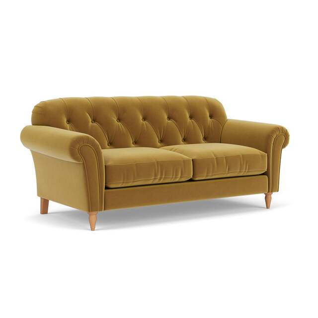 Large 2 Seater Sofa - Mustard - Matt Velvet - Chapman - The Cotswold Company - image 1