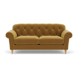 Large 2 Seater Sofa - Mustard - Matt Velvet - Chapman - The Cotswold Company - thumbnail 2