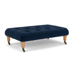 Foot Stool - Deep blue - Matt Velvet - Amelia Small - The Cotswold Company - thumbnail 1
