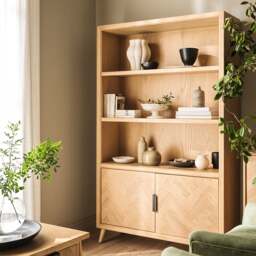 Harnhill Pale Ash Large Bookcase - The Cotswold Company - thumbnail 1