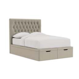 Calvert Double Ottoman Storage Bed - Natural - Eco Chenille - The Cotswold Company