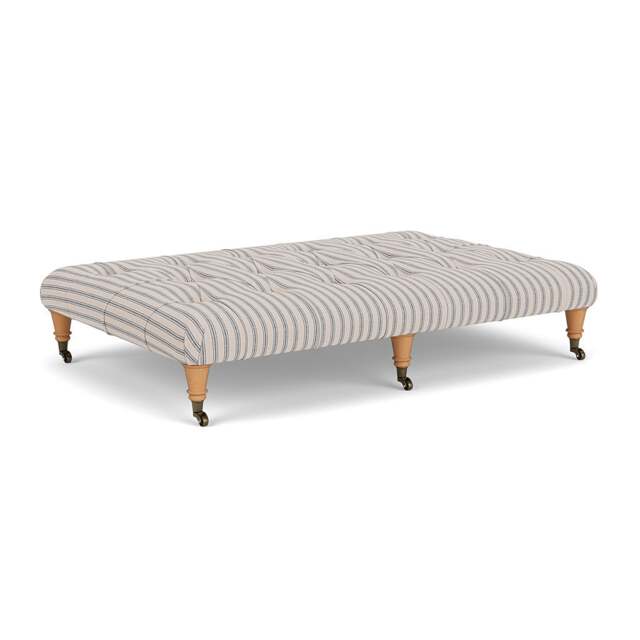 Foot Stool - Indigo - Kingham Stripe - Amelia Large - The Cotswold Company - image 1