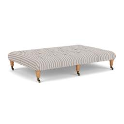 Foot Stool - Indigo - Kingham Stripe - Amelia Large - The Cotswold Company