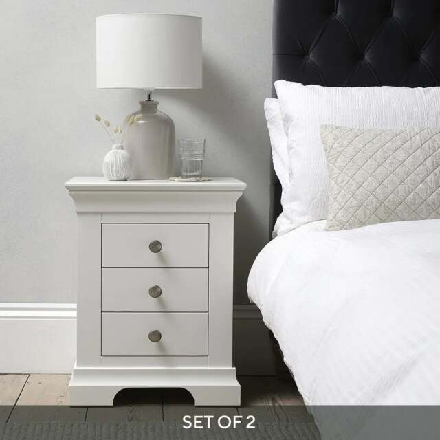 Pair of Bedside Tables - Chantilly Warm White - The Cotswold Company - image 1