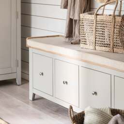 4 Drawer Shoe Bench - Chester Dove Grey - The Cotswold Company - thumbnail 2