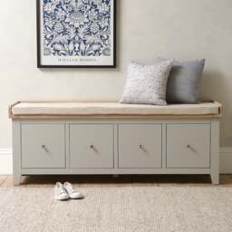 4 Drawer Shoe Bench - Chester Dove Grey - The Cotswold Company - thumbnail 3