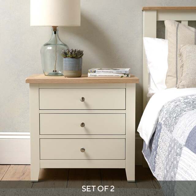 Set of 2 Jumbo Bedside Tables - Chester Classic Cream - The Cotswold Company - image 1