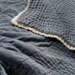 Luxury Cotton Velvet Bed Throw Nocturne Blue - Home Accessories - The Cotswold Company