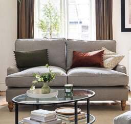 Large 2 Seater Sofa - Sky Blue - House Linen Mix - Morris - The Cotswold Company - thumbnail 6