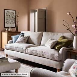 Large 2 Seater Sofa - Sky Blue - House Linen Mix - Morris - The Cotswold Company - thumbnail 7