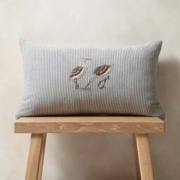 Coastal Bird Stripe Cushion - Home Accessories - The Cotswold Company - thumbnail 2