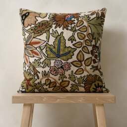 Trailing Flowers Crewel Cushion Plum 45x45cm - Home Accessories - The Cotswold Company - thumbnail 2