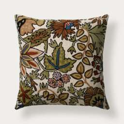 Trailing Flowers Crewel Cushion Plum 45x45cm - Home Accessories - The Cotswold Company