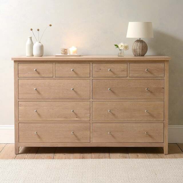 Inglesham Whitewash Oak 10 Drawer Chest - The Cotswold Company - image 1