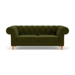 Large 2 Seater Sofa - Forest Green - Matt Velvet - Harris Chesterfield - The Cotswold Company - thumbnail 2