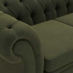 Large 2 Seater Sofa - Forest Green - Matt Velvet - Harris Chesterfield - The Cotswold Company - thumbnail 5