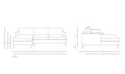 Jackson Chaise Large Left Hand - Mid Blue - Aquaclean Oxford - The Cotswold Company - thumbnail 5
