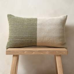 Woven Cotton Stripe Cushion Forest - Home Accessories - The Cotswold Company - thumbnail 2