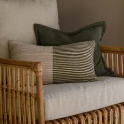 Woven Cotton Stripe Cushion Forest - Home Accessories - The Cotswold Company - thumbnail 3