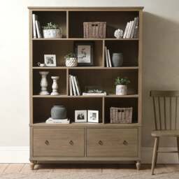 Elkstone Smoked Oak Large Divider Bookcase - The Cotswold Company