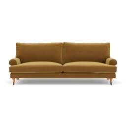 4 Seater Sofa - Mustard - Matt Velvet - Stewart - The Cotswold Company - thumbnail 2