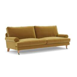 4 Seater Sofa - Mustard - Matt Velvet - Stewart - The Cotswold Company