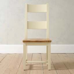 Sussex Cotswold Cream Ladderback Dining Chair with Wooden Seat Pad - The Cotswold Company - thumbnail 2