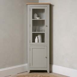 Corner Glass Display Cabinet - Chester Dove Grey - The Cotswold Company