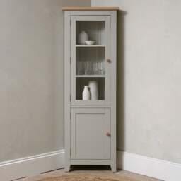 Corner Glass Display Cabinet - Chester Dove Grey - The Cotswold Company - thumbnail 3
