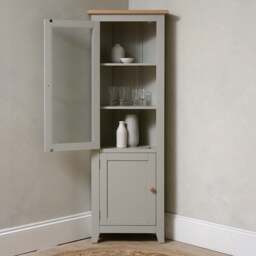 Corner Glass Display Cabinet - Chester Dove Grey - The Cotswold Company - thumbnail 4
