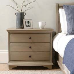 Winchcombe Smoked Oak Wide 3 Drawer Bedside Table - The Cotswold Company