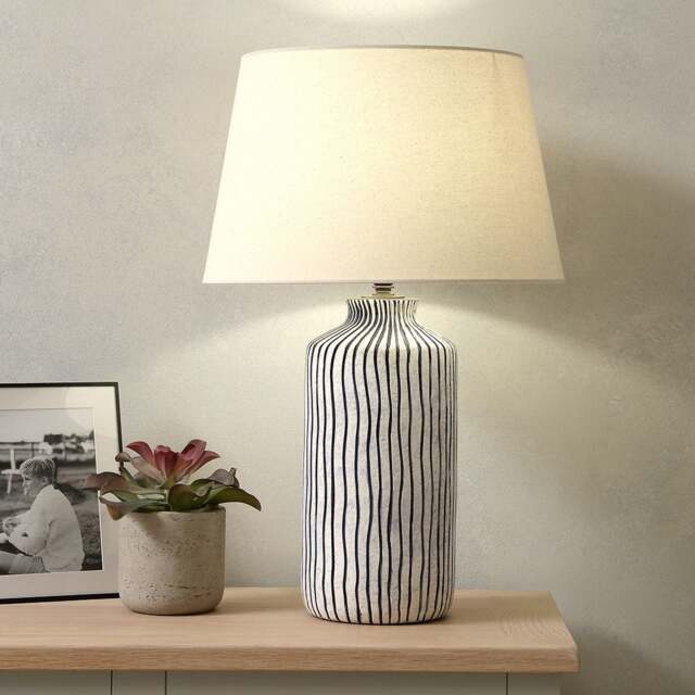 Bude Blue And White Stripe Stoneware Table Lamp - Home Accessories - The Cotswold Company - image 1