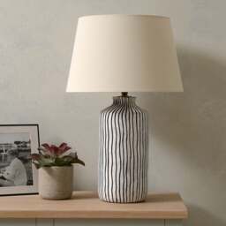 Bude Blue And White Stripe Stoneware Table Lamp - Home Accessories - The Cotswold Company - thumbnail 2