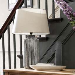 Bude Blue And White Stripe Stoneware Table Lamp - Home Accessories - The Cotswold Company - thumbnail 3