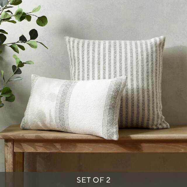 Coastal Striped Green Cushion Bundle - Home Accessories - The Cotswold Company - image 1